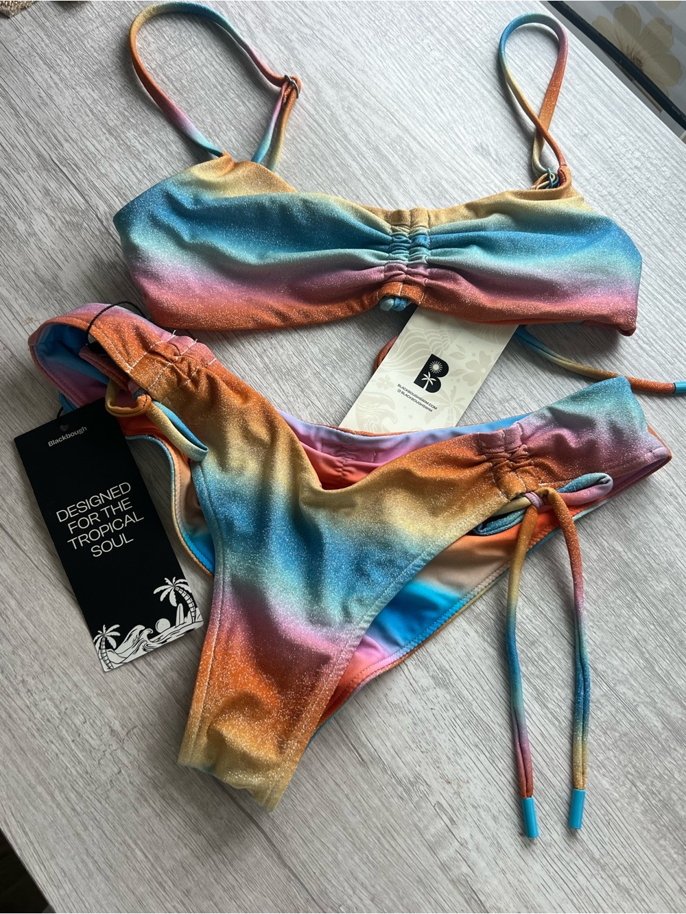 Blackbough Swim Rainbow Ombre Glitter Bikini Set
